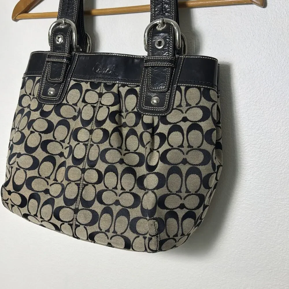 Vintage Y2K Coach Soho Pleated Signature Jacquard Shoulder Bag F15047 READ Black